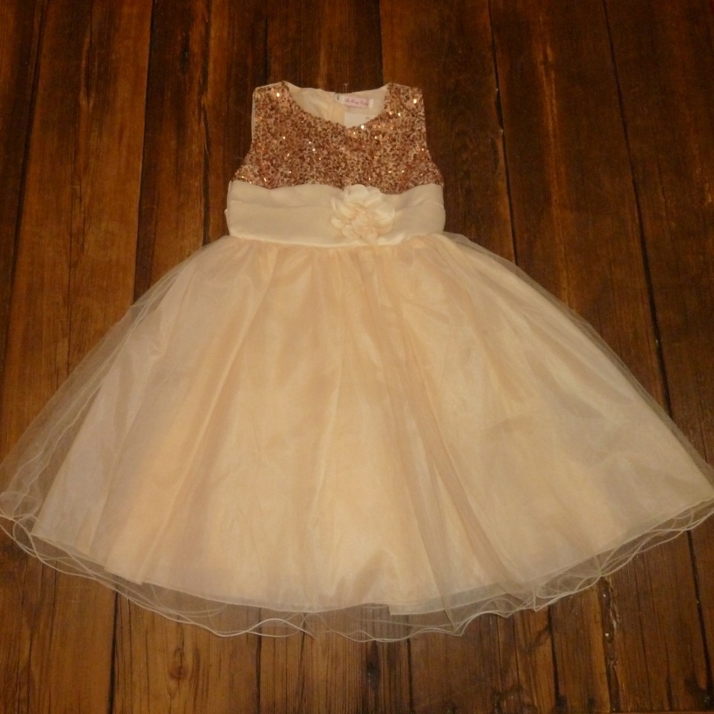 Princess Dress Sequin Bodice Sparkly Tulle Skirt Bow Sash Formal Pageant 9/10